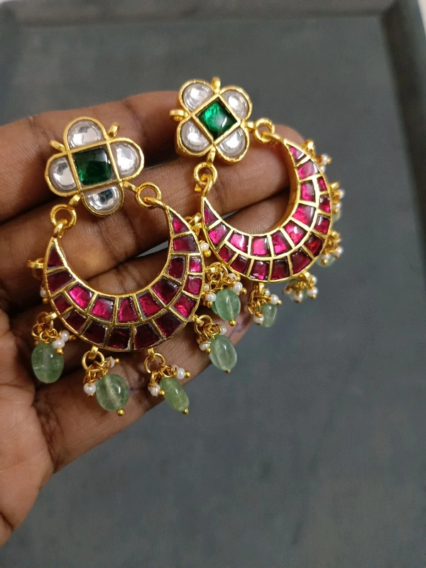 Jadai Kundan Chandbali Earrings 