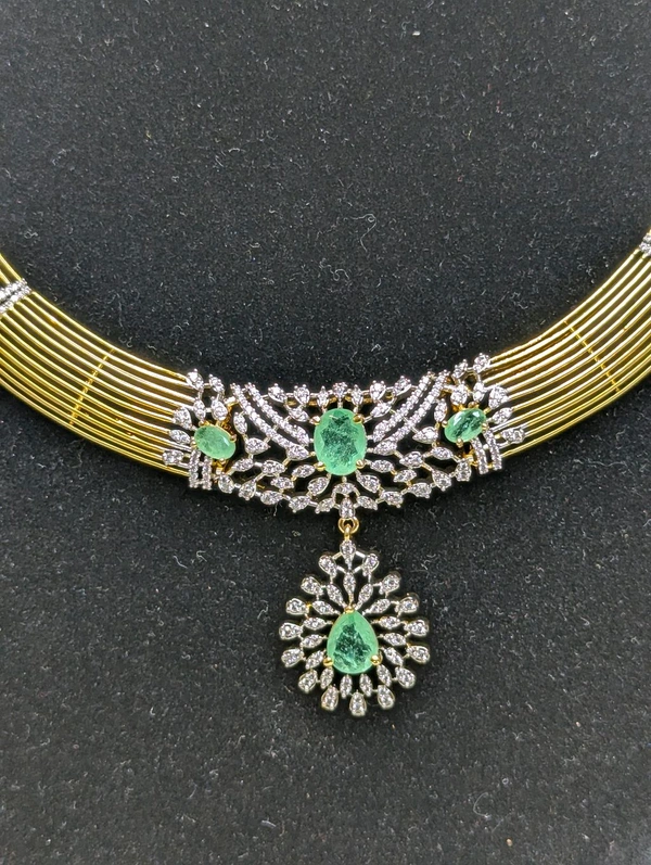 Premium Diamond Copy Neck Set - Vz, Snowy Mint