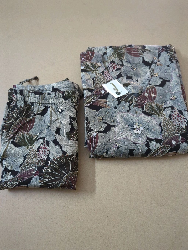 CAPSUE PRINT KURTI SET - Black, 38