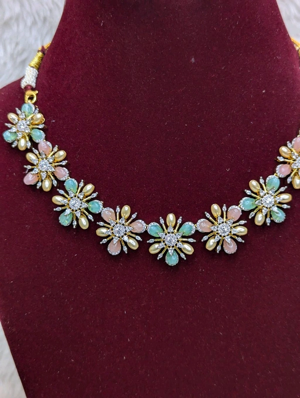 Premium Diamond Copy Neck Set With Studs - Vz