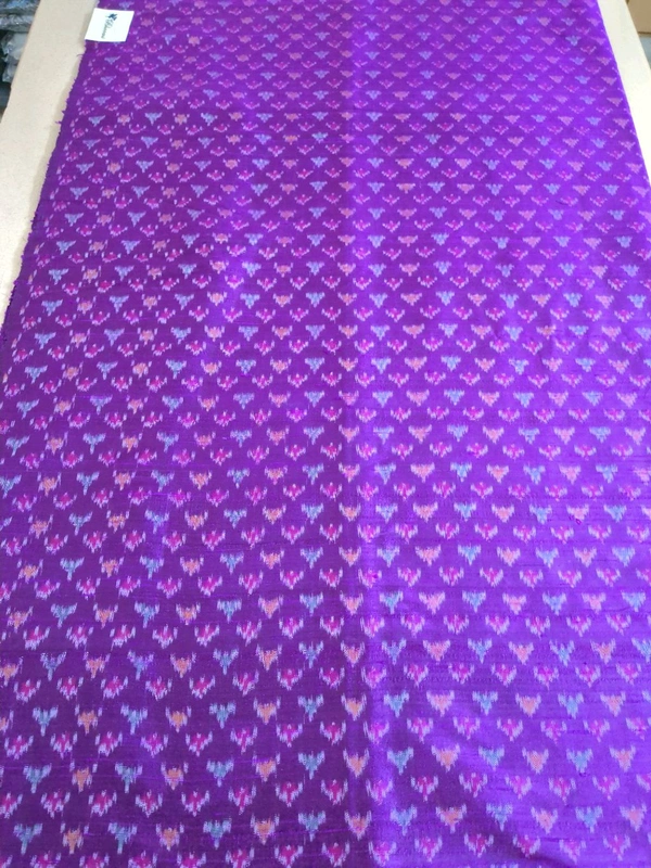 Pure Handloom Ikkat Raw Silk Fabric  Meter Ways - 1 Meter, Purple