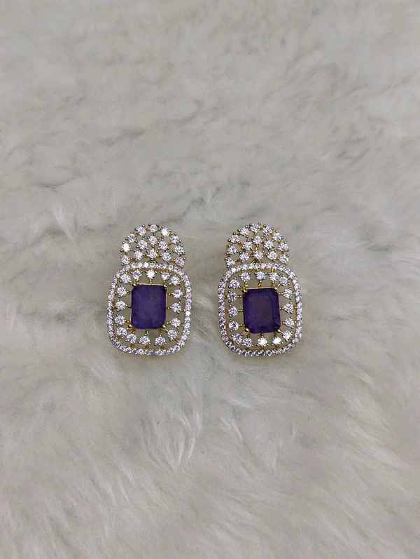 Premium Diamond Copy Earring  - Vz, Electric Violet