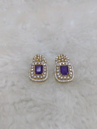 Premium Diamond Copy Earring  - Vz, Electric Violet