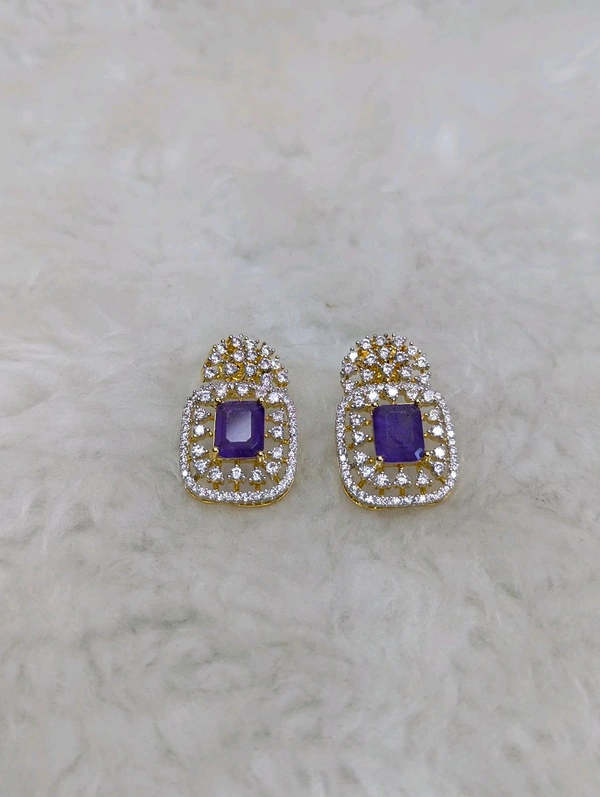 Premium Diamond Copy Earring  - Vz, Electric Violet