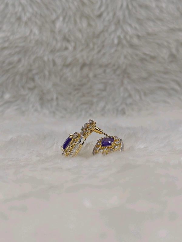 Premium Diamond Copy Earring  - Vz, Electric Violet