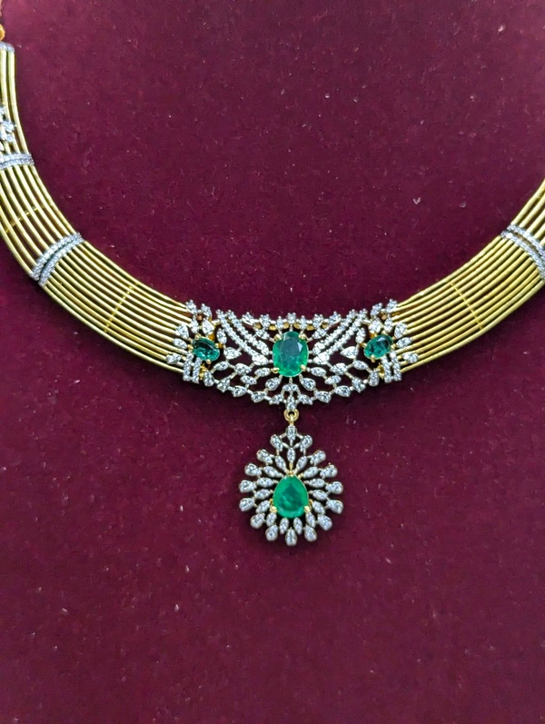 Premium Diamond Copy Neck Set - Vz, dark green