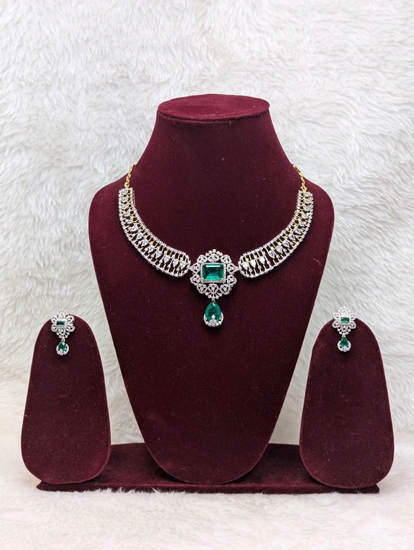Premium Diamond Copy Neck Set - Vz, dark green