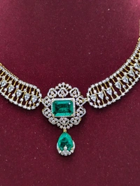 Premium Diamond Copy Neck Set - Vz, dark green