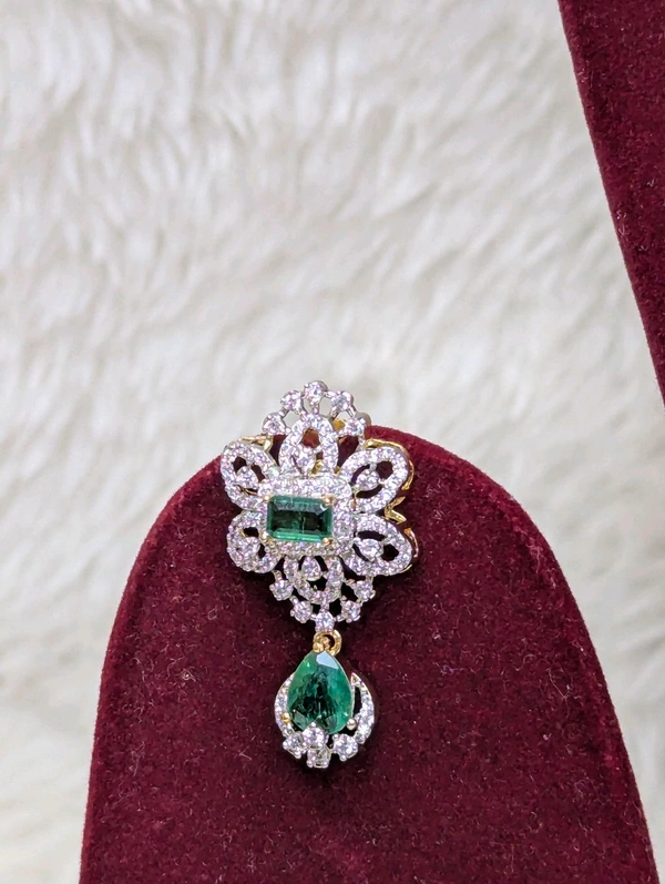 Premium Diamond Copy Neck Set - Vz, dark green