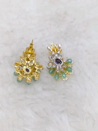 18 Ct Replica Trendy Ear Rings  - Vz, Mint Green