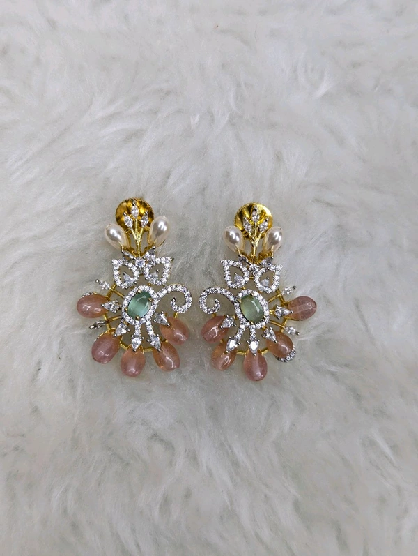 18 Ct Replica Trendy Ear Rings  - Vz, Pink