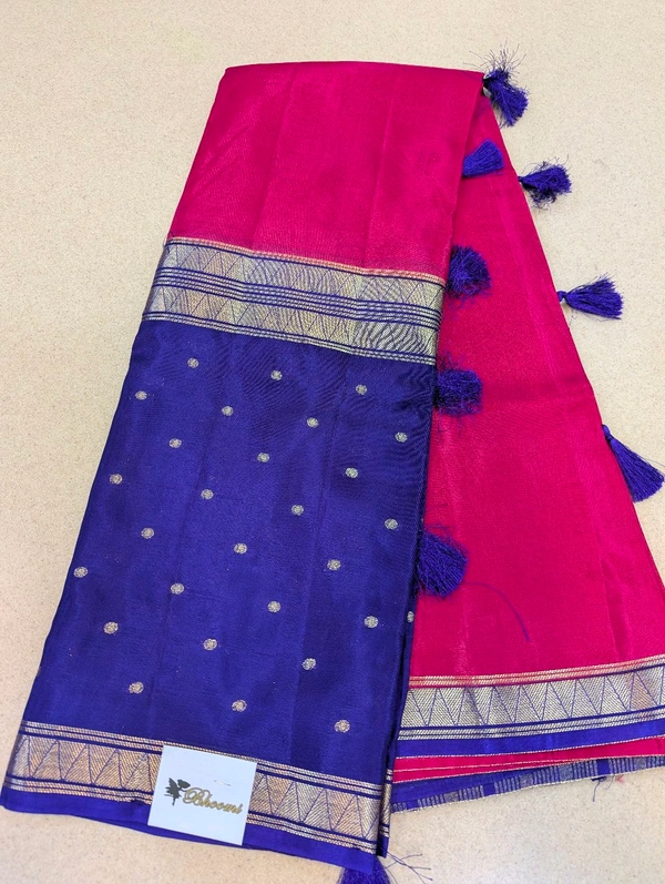 Pure Mysore Dola Weaving  - Pigment Indigo and pink