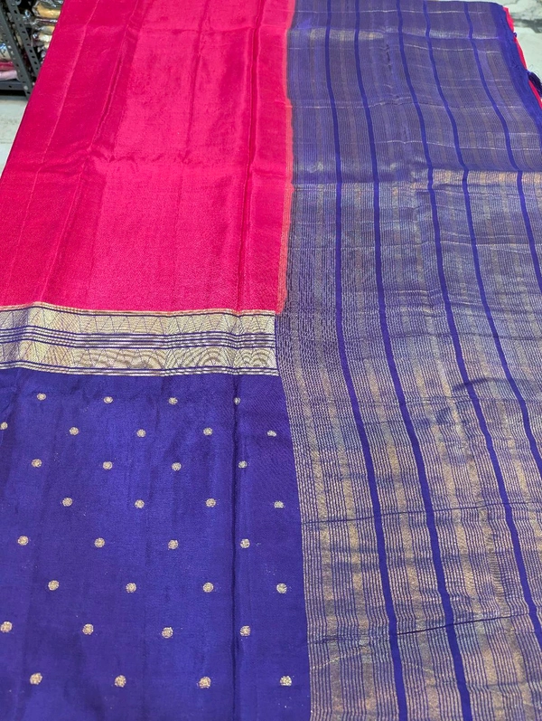Pure Mysore Dola Weaving  - Pigment Indigo and pink