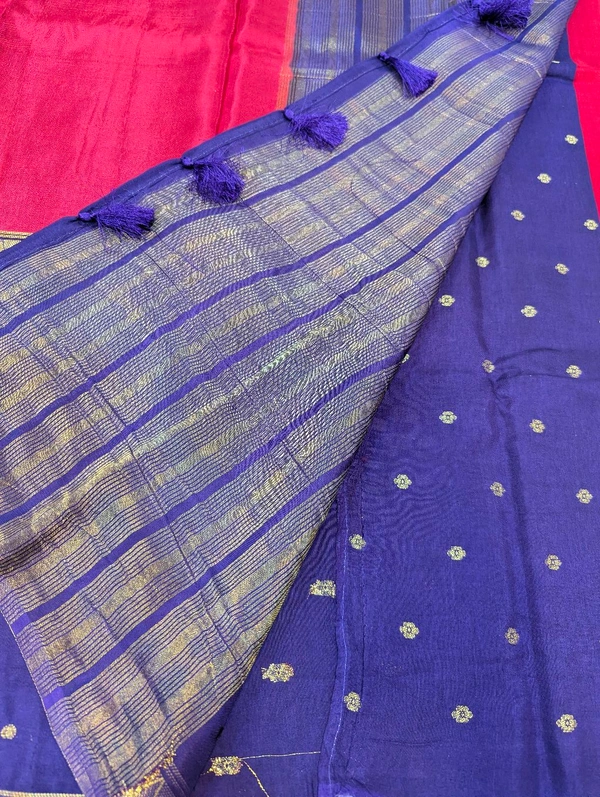 Pure Mysore Dola Weaving  - Pigment Indigo and pink