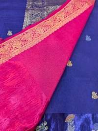 Pure Dola With Mushru Border  - Pigment Indigo