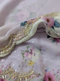 Pure Designer Chiffon With Handwork  - Blue Chalk