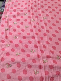 Pure Chiffon With Handwork  - Tickle Me Pink