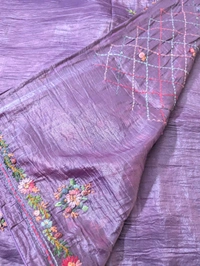 Pure Soft Crush With Handwork  - Fuchsia Pink