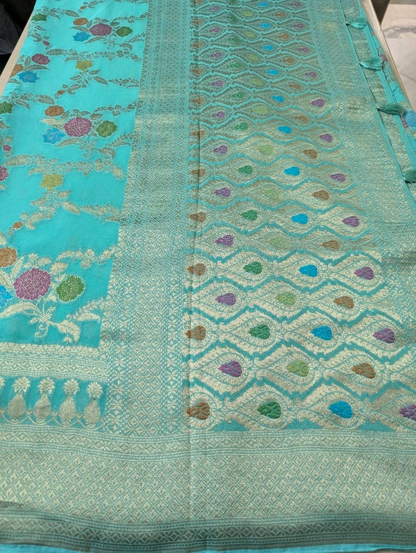 Pure Chiffon Meenakari - teal