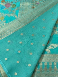 Pure Chiffon Meenakari - teal