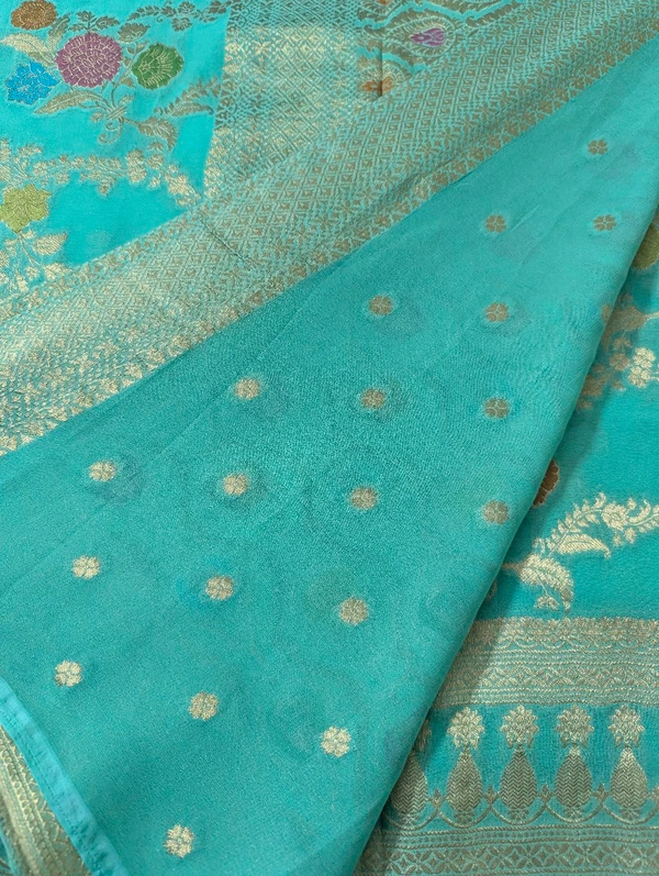Pure Chiffon Meenakari - teal