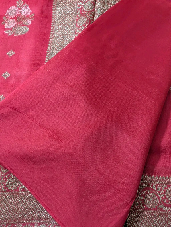 Pure Rawsilk Georgette  - Red