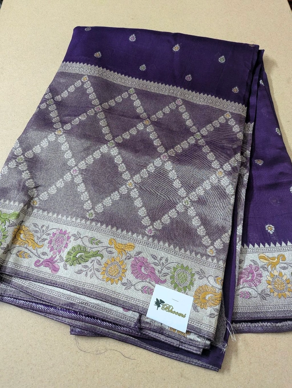 Pure Designer Manipuri Tusser Tissue  - Pigment Indigo