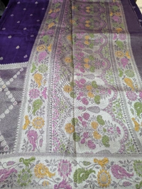 Pure Designer Manipuri Tusser Tissue  - Pigment Indigo