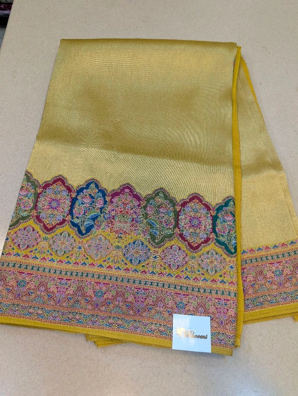 Pure Kanchi Tissue Pashmina - Gold