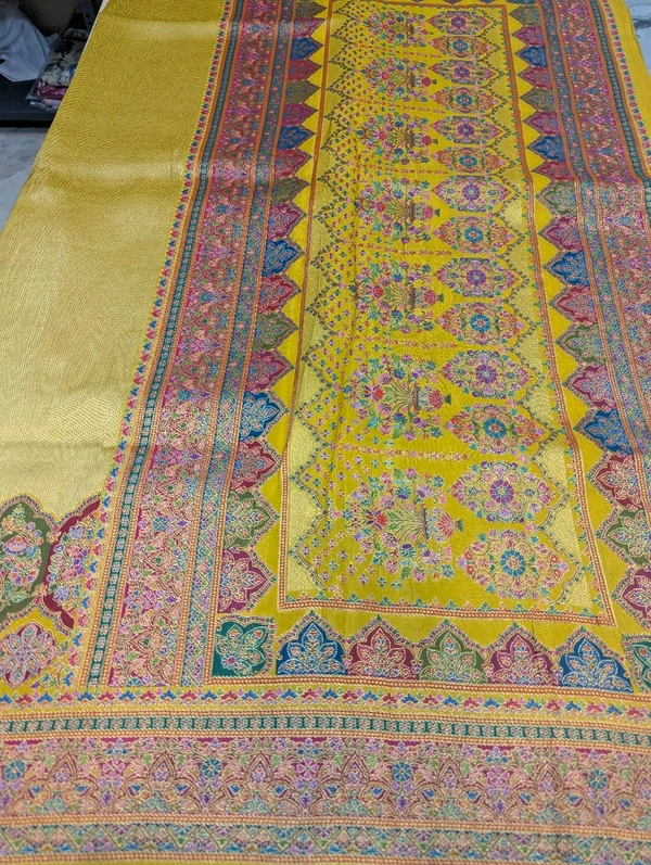 Pure Kanchi Tissue Pashmina - Gold