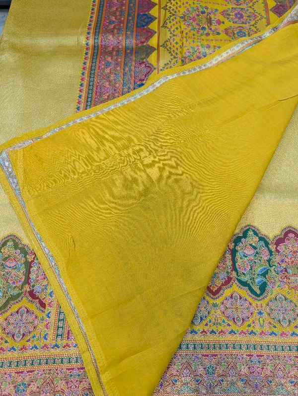 Pure Kanchi Tissue Pashmina - Gold