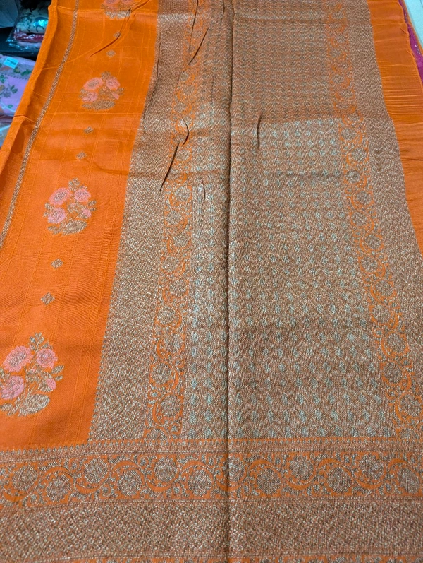 Pure Rawsilk Georgette  - Orange
