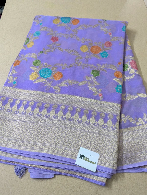 Pure Chiffon Meenakari - Mauve