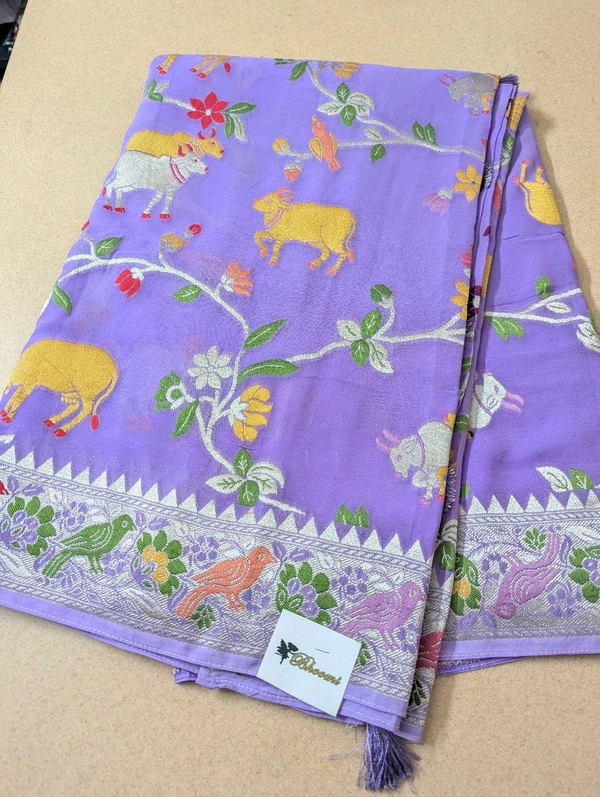 Pure Georgette Paithani - Mauve