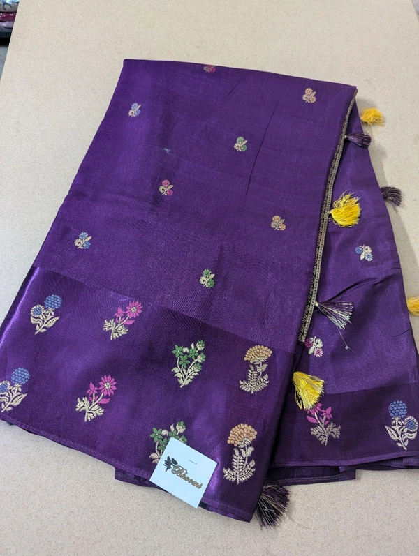 Pure Dola With Mushru Border  - Purple