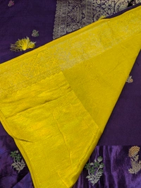 Pure Dola With Mushru Border  - Purple