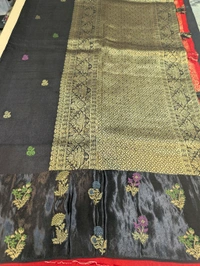 Pure Dola With Mushru Border  - Black