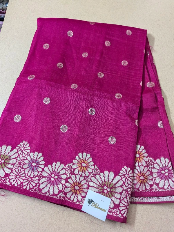 Pure Manipuri Tusser Georgette  - pink