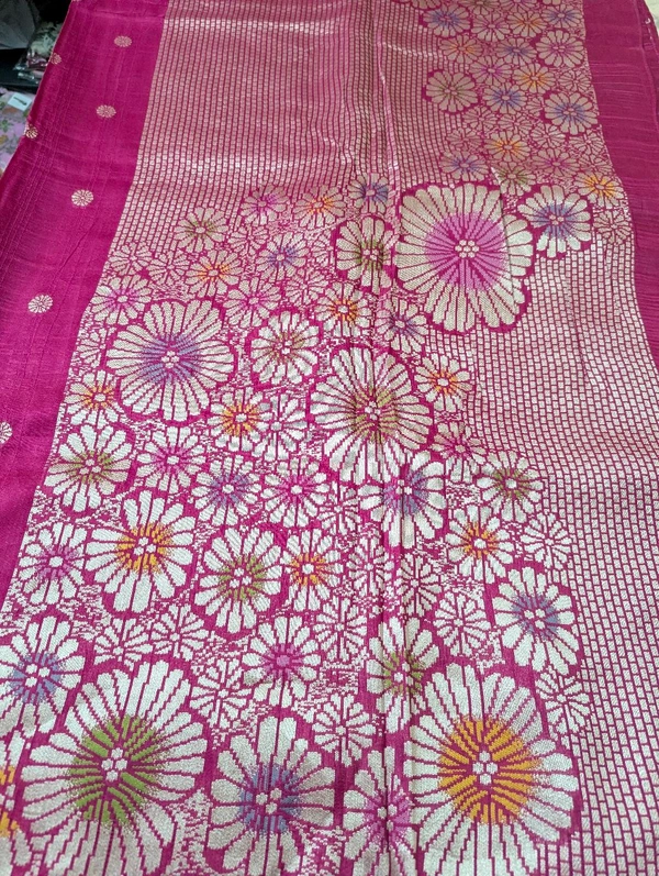Pure Manipuri Tusser Georgette  - pink