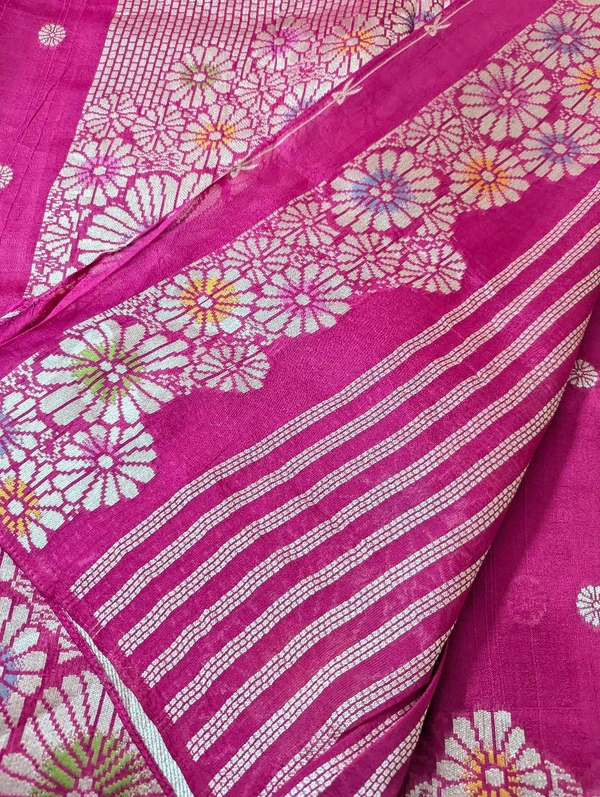 Pure Manipuri Tusser Georgette  - pink