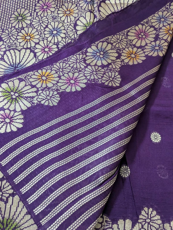 Pure Manipuri Tusser Georgette  - Pigment Indigo