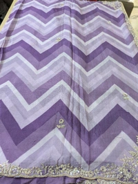 Pure Chiffon With Handwork  - Electric Violet