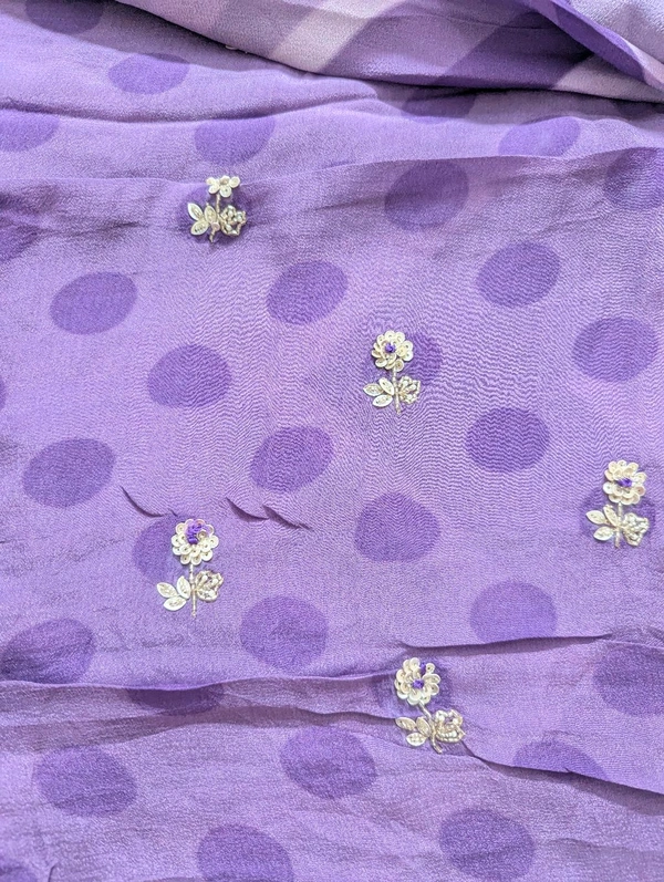 Pure Chiffon With Handwork  - Electric Violet