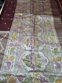 Pure Designer Manipuri Tusser Tissue  - Morocco Brown