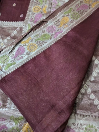 Pure Designer Manipuri Tusser Tissue  - Morocco Brown