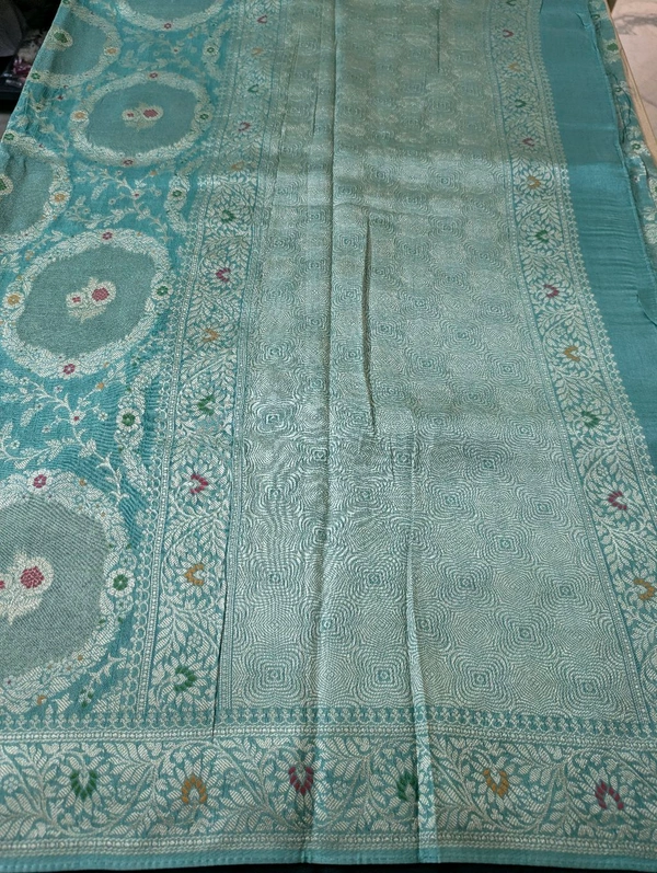 Pure Designer Tissue Georgette  - Teal