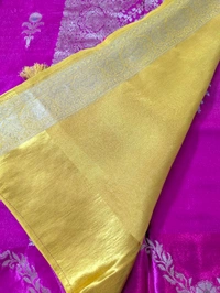 Pure Dola With Mushru Border  - pink