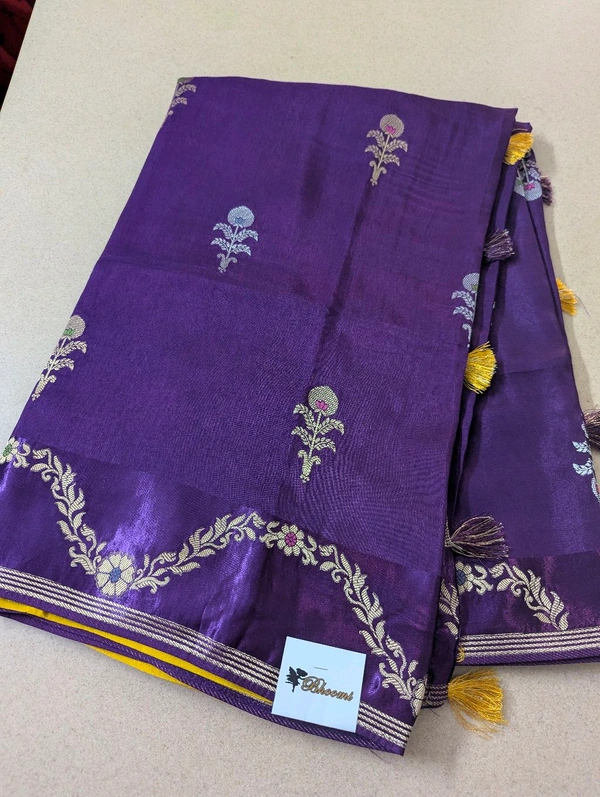 Pure Dola With Mushru Border  - Purple