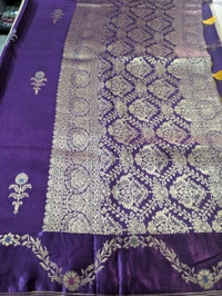 Pure Dola With Mushru Border  - Purple
