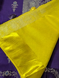 Pure Dola With Mushru Border  - Purple